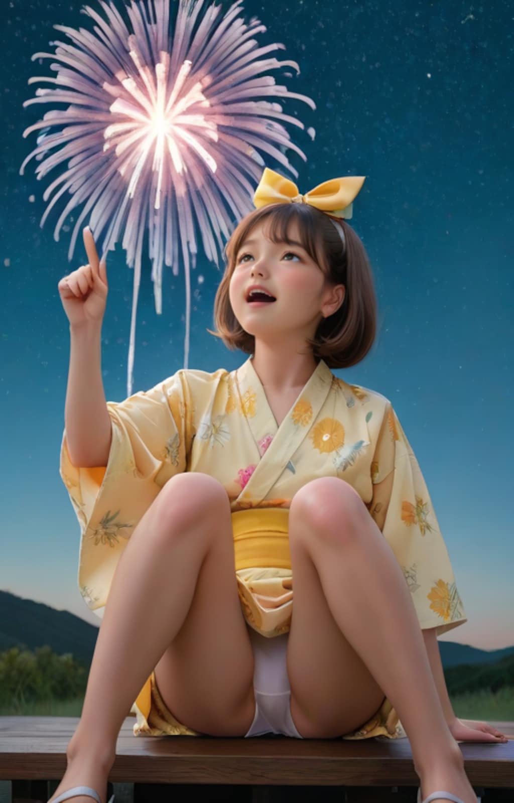 花火に夢中になる彼女