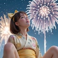 花火に夢中になる彼女 4枚目