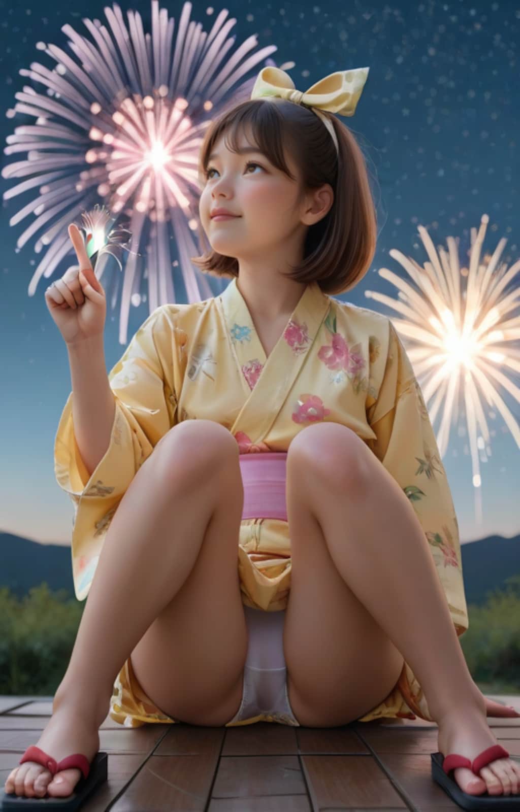 花火に夢中になる彼女