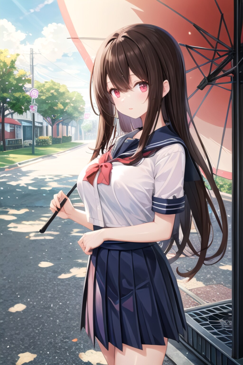 日傘(?)を持つ女の子