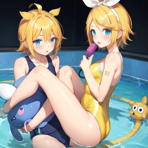 ナイトプールに行く双子
