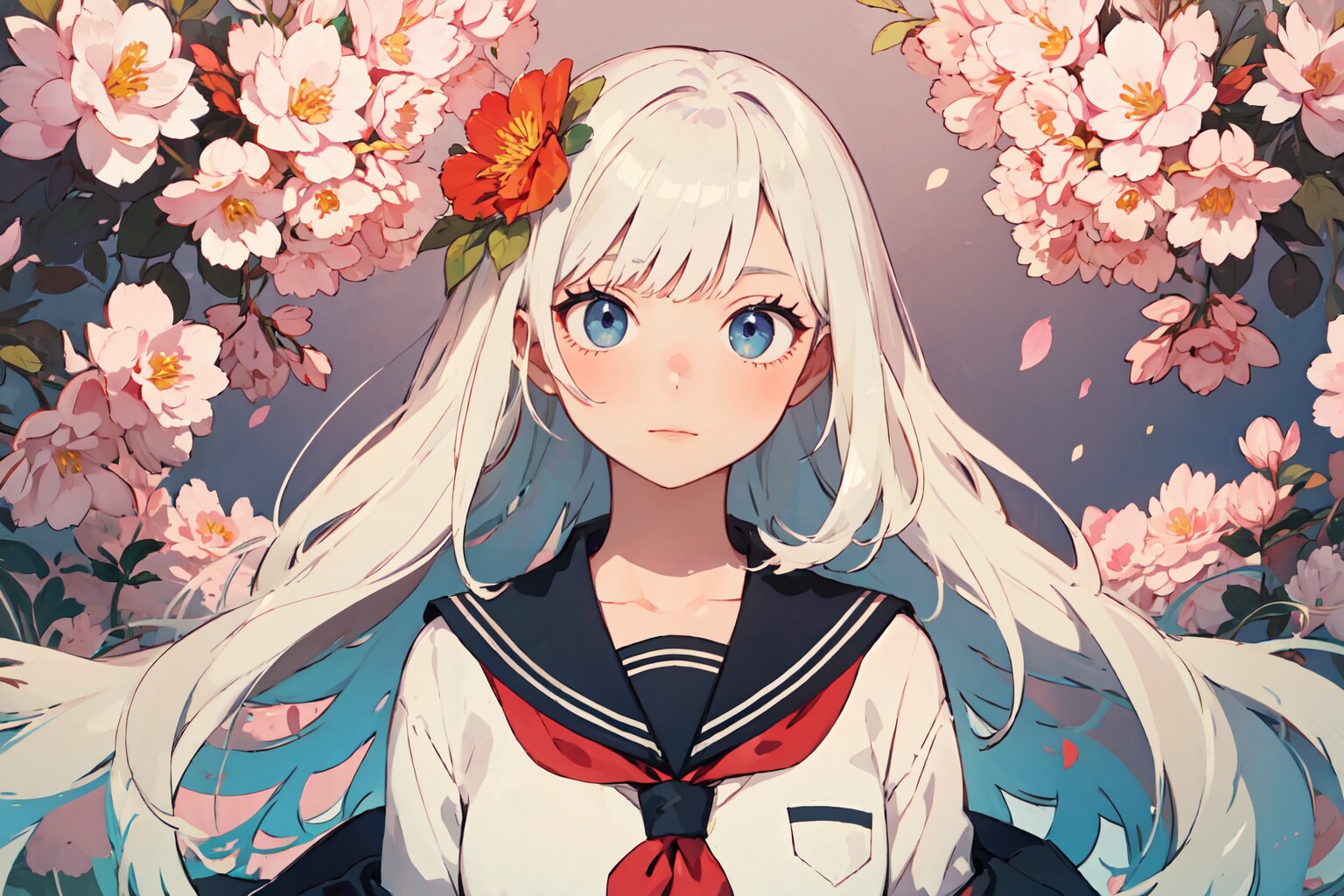 花と女学生