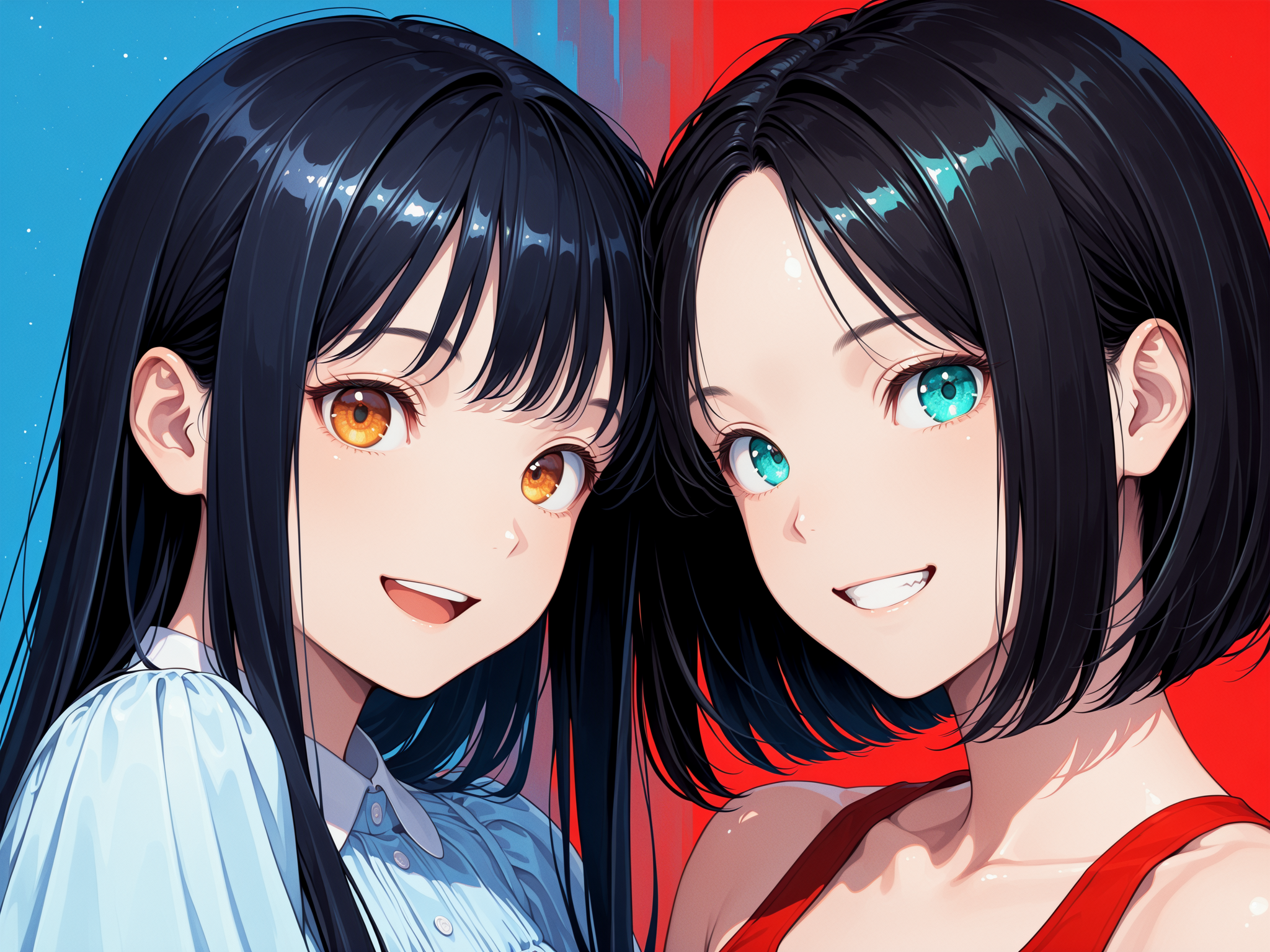 青×赤 | の人気AIイラスト・グラビア