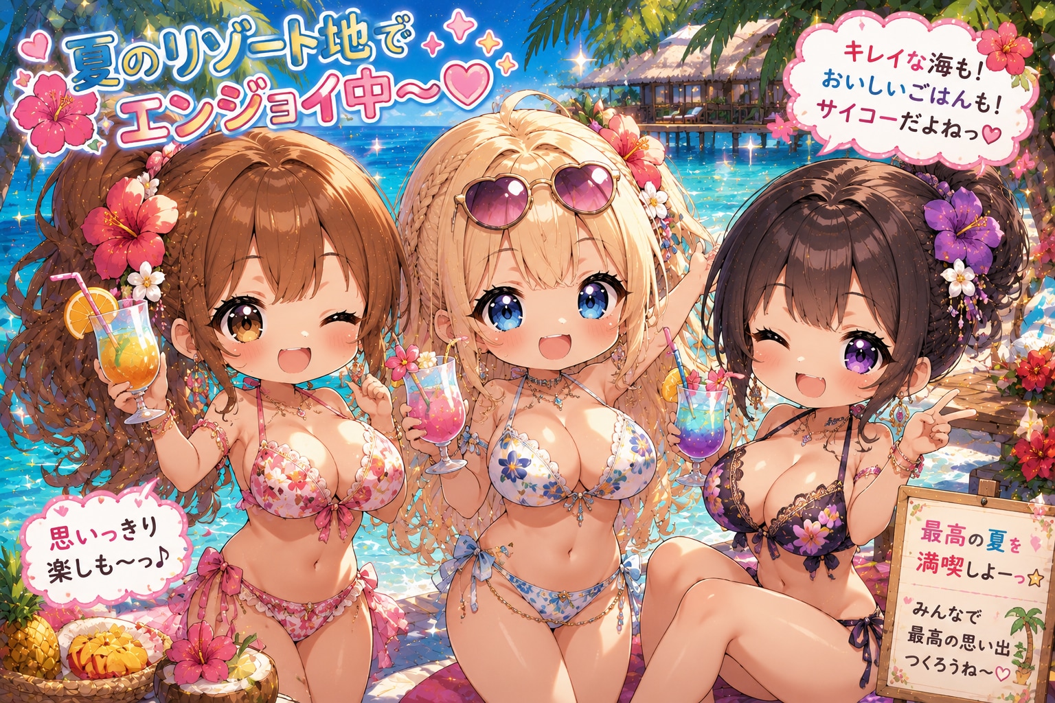 リゾート地で【#ビキニとナイスバディ】