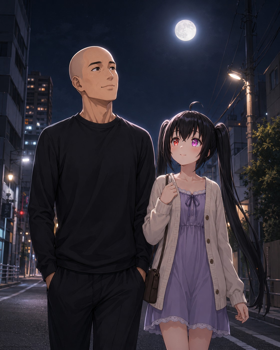 うちの子と夜道の散歩