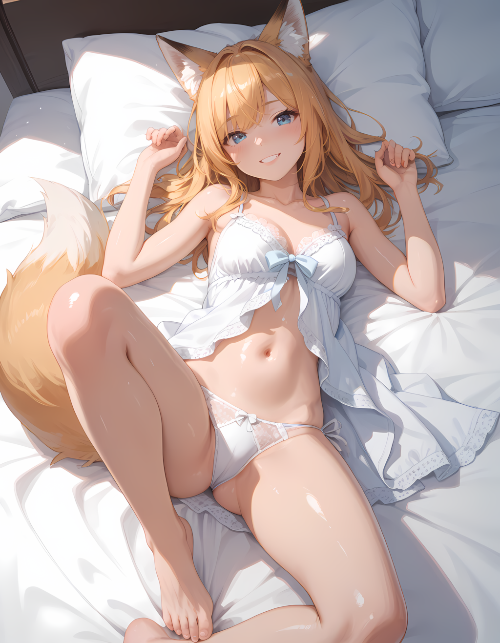 お腹を見せちゃうケモ耳ちゃん💕