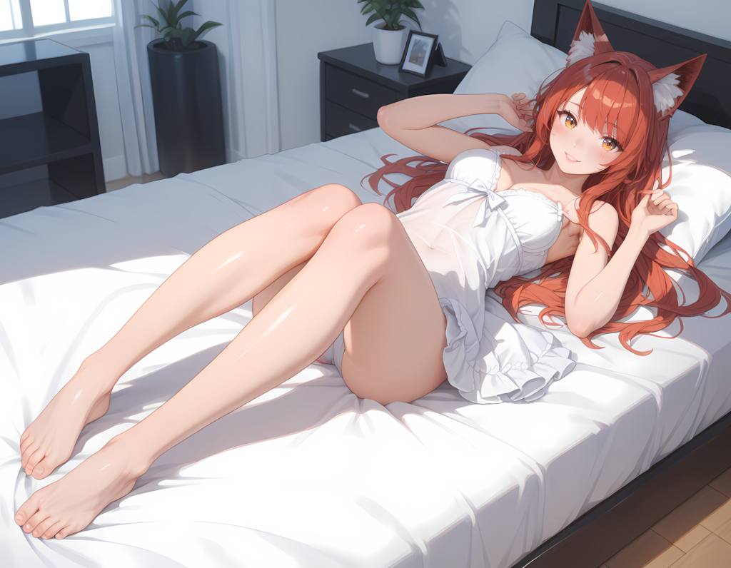 お腹を見せちゃうケモ耳ちゃん💕