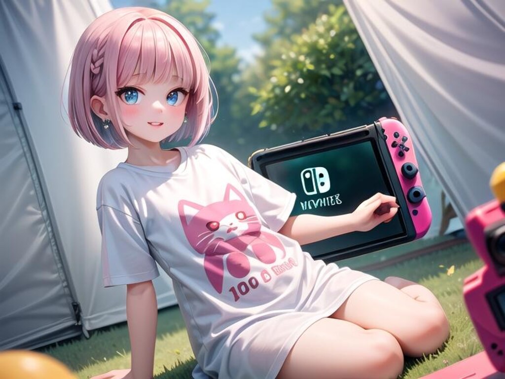 休日にキャンプ来てゲームしてた人(２次元)