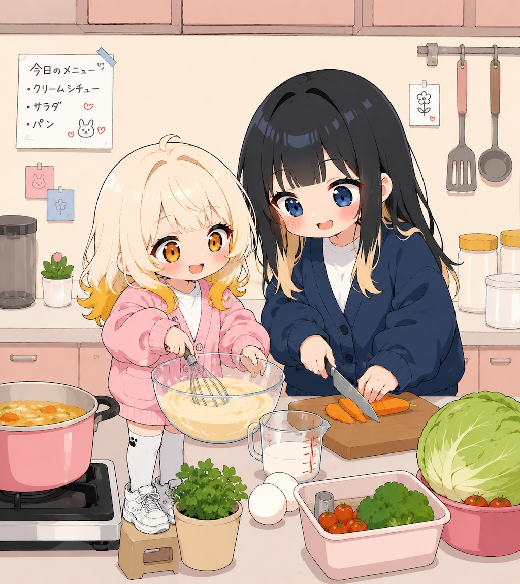 仲良くお料理