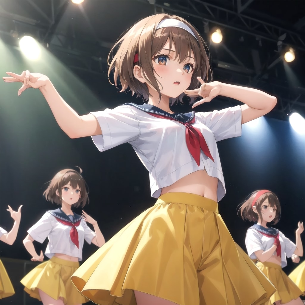 フォーメーションのセンターでキメポーズ