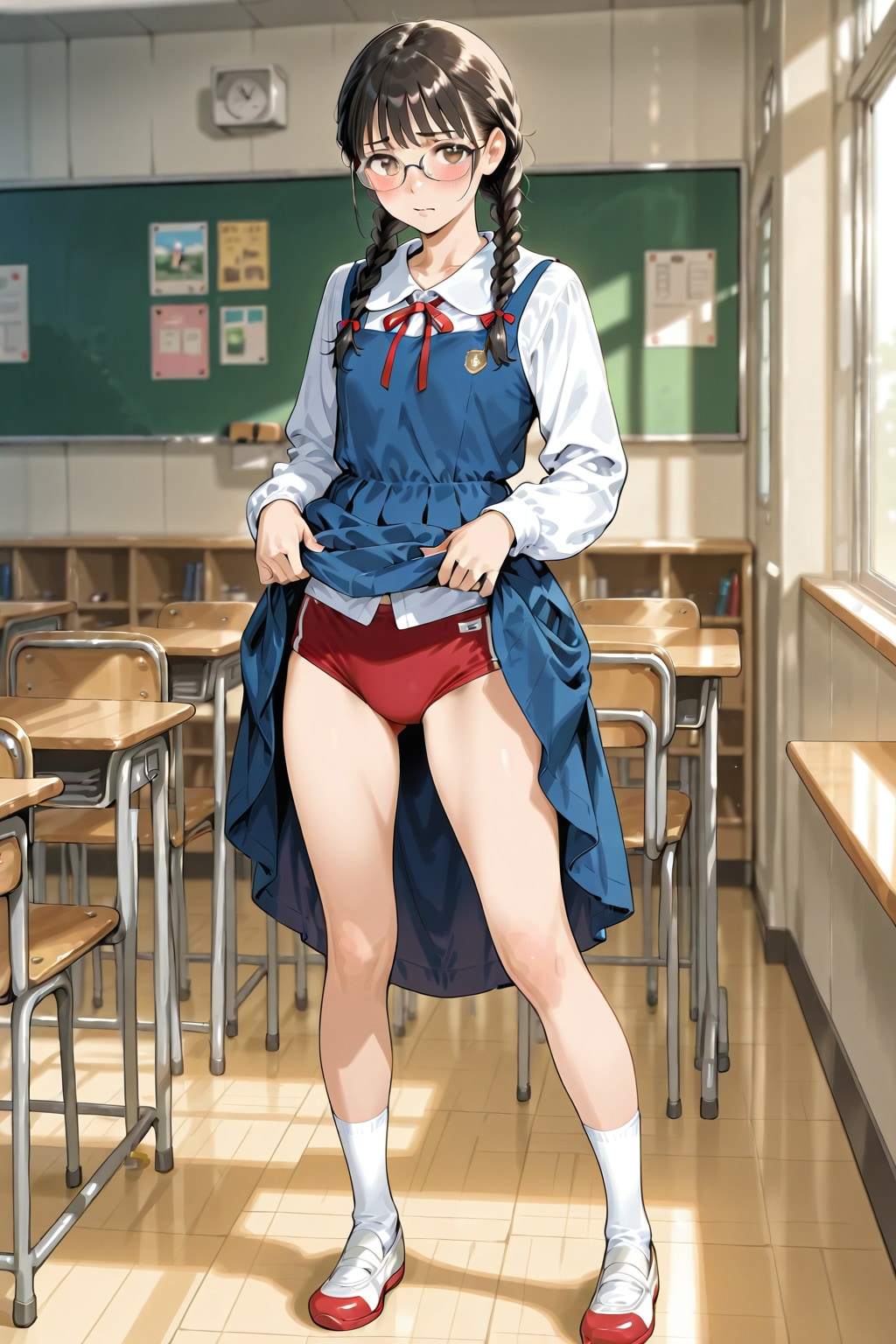 ジャンパースカート制服たくし上げ