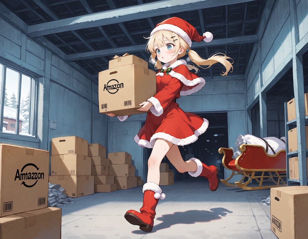 プレゼント準備中のサンタ少女