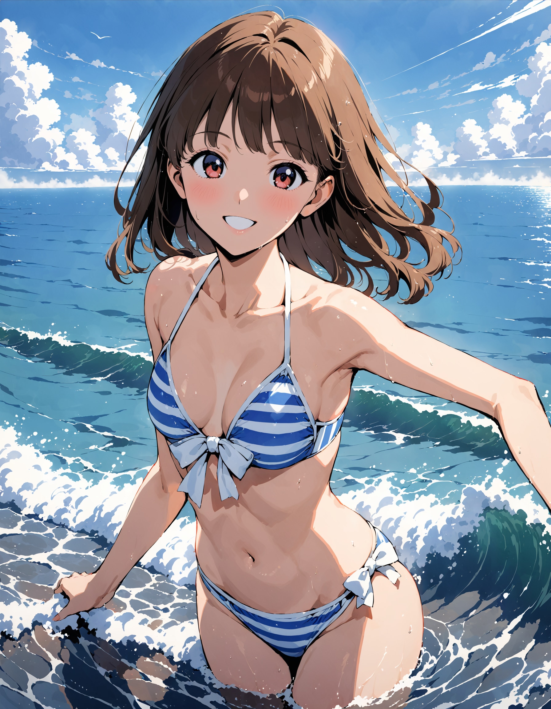 ボーダービキニの少女