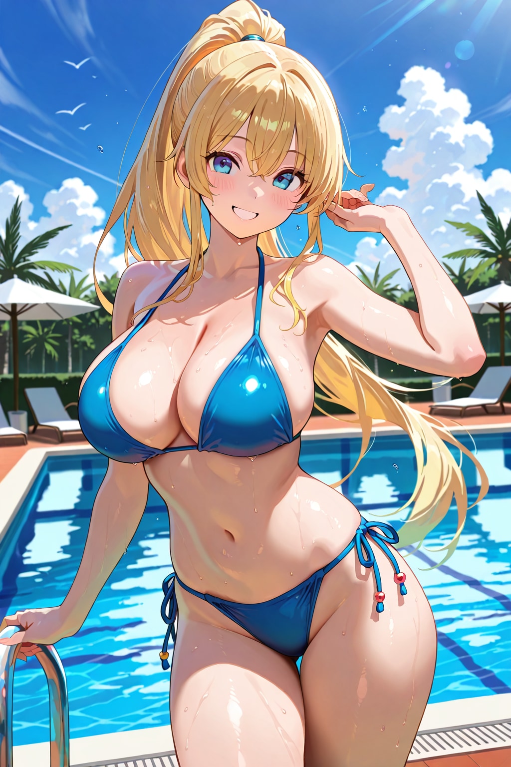 金髪ポニテ（リゾートプール）