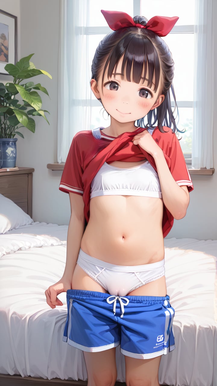 【サンプル】Tシャツ＆ショーパン姿の〇リ〇リJ〇ちゃんたちに下着を見せてもらう（6枚）