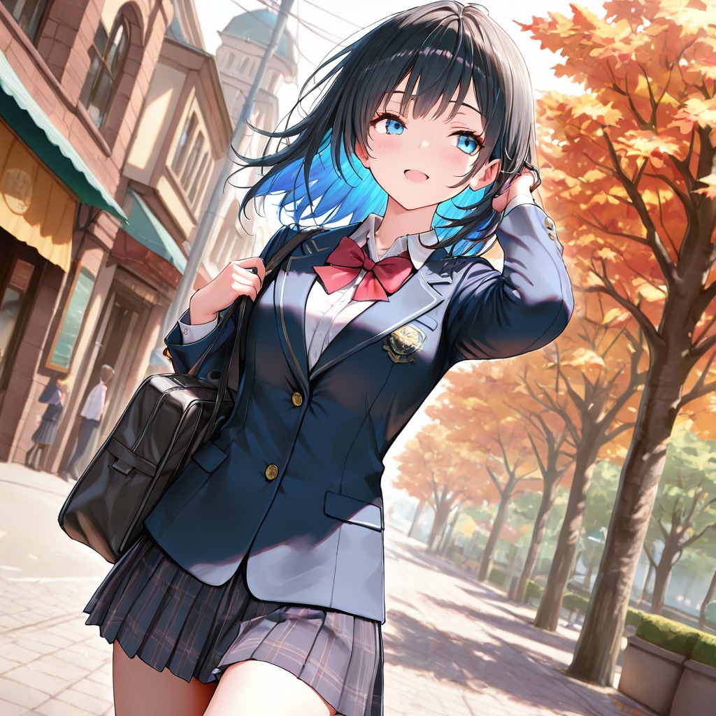 秋の通学🍂 | の人気AIイラスト・グラビア