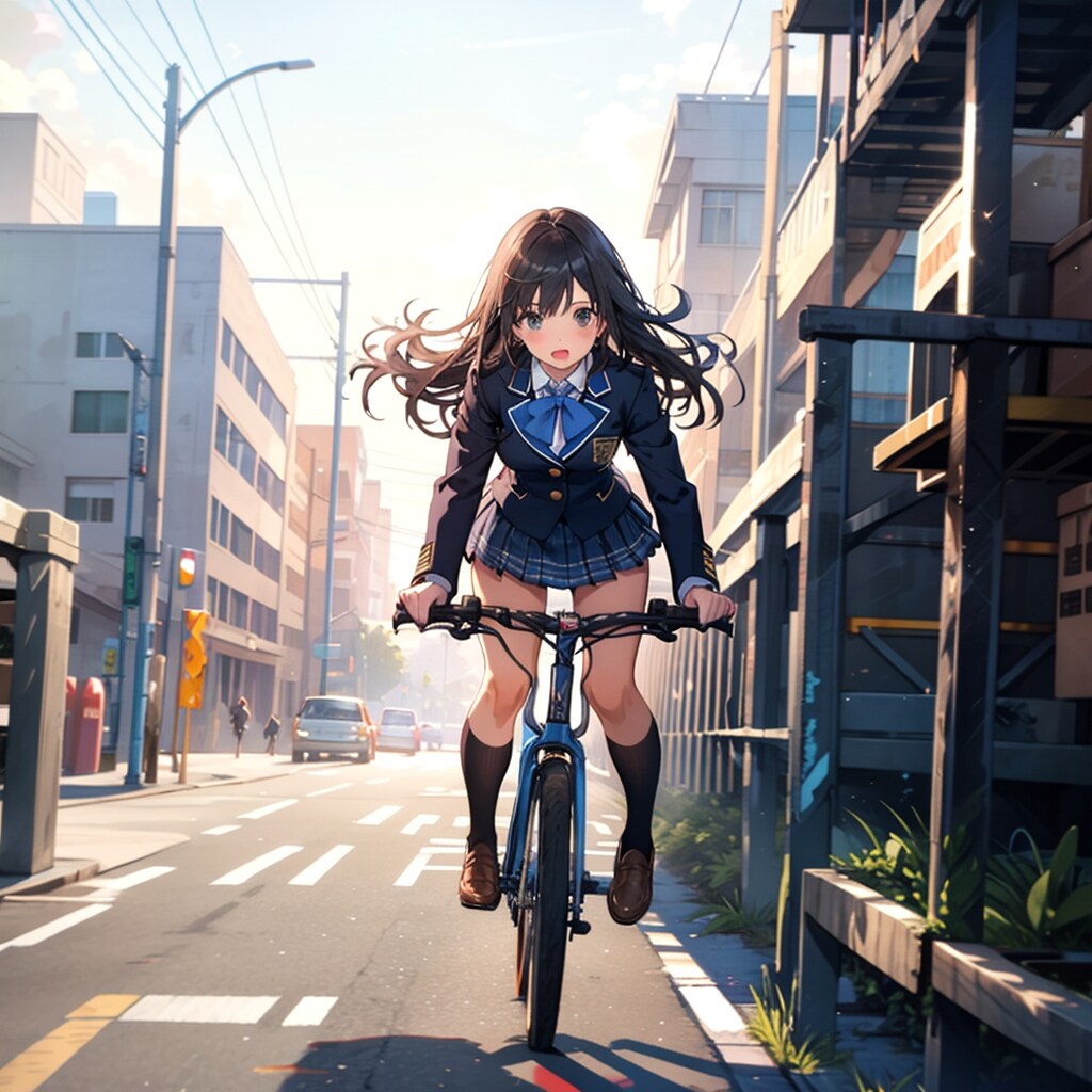 自転車に乗る女子高生