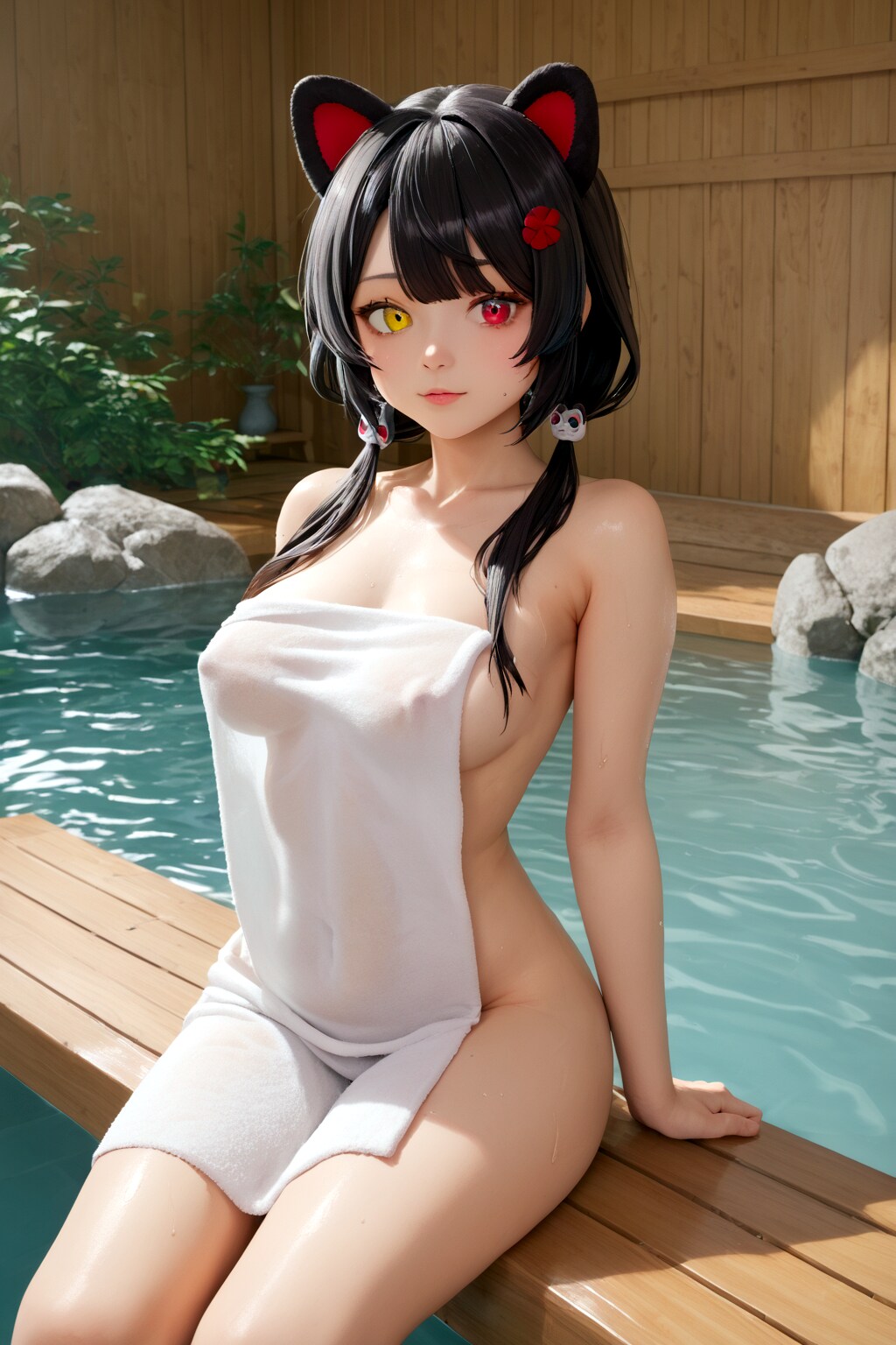 温泉にて