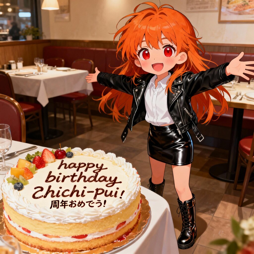 ららちゃん　ちちぷい３周年　ケーキでお祝い