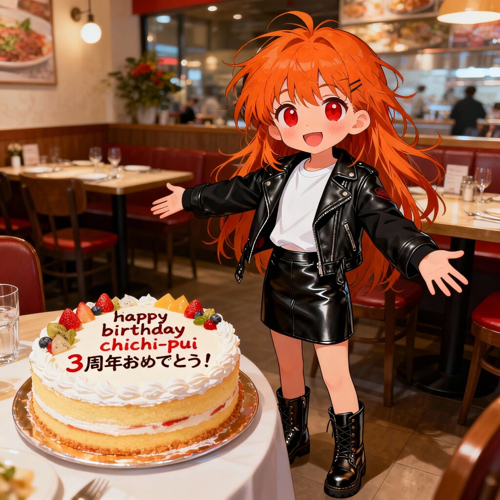 ららちゃん　ちちぷい３周年　ケーキでお祝い