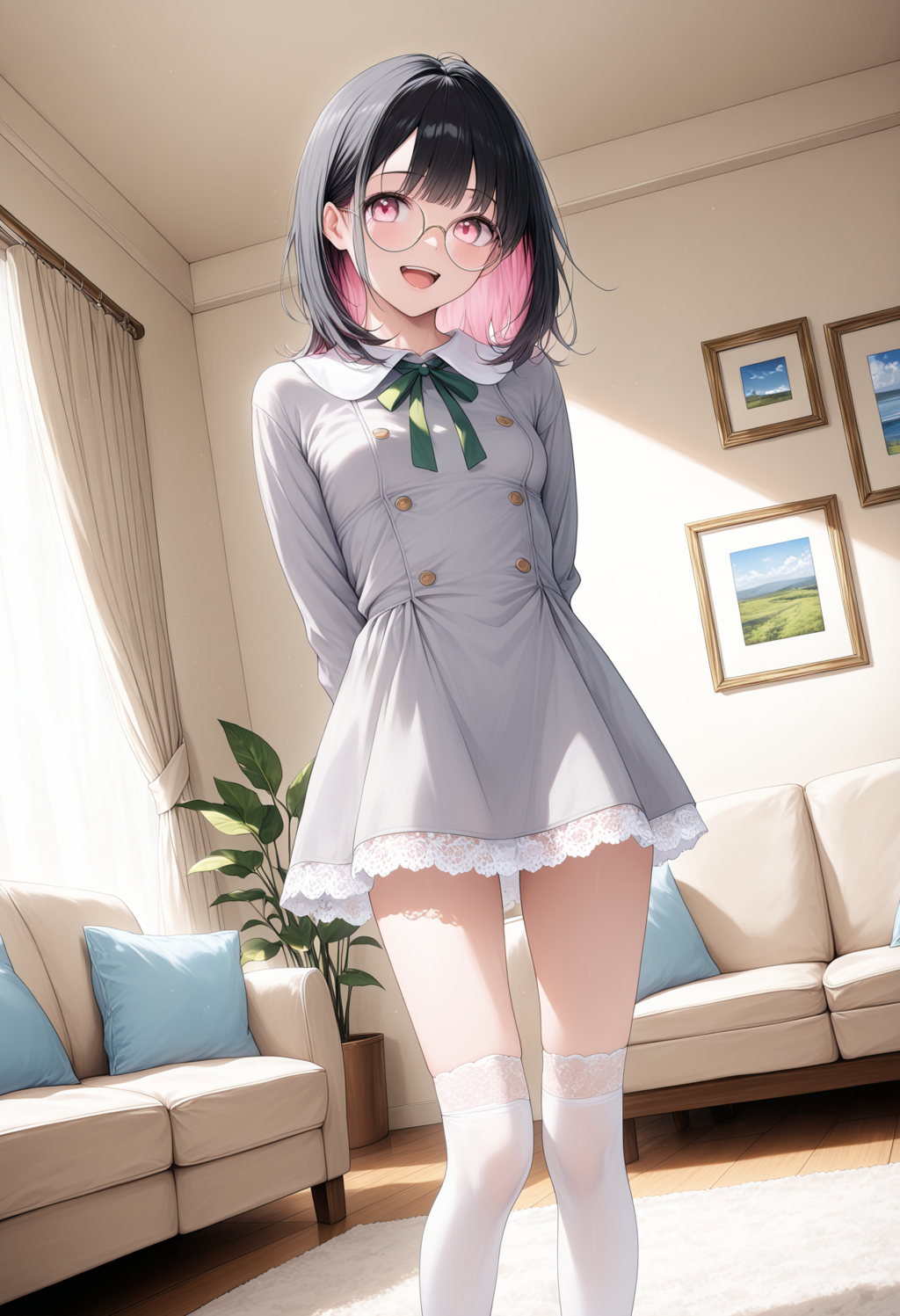 黒髪メガネ ワンピ