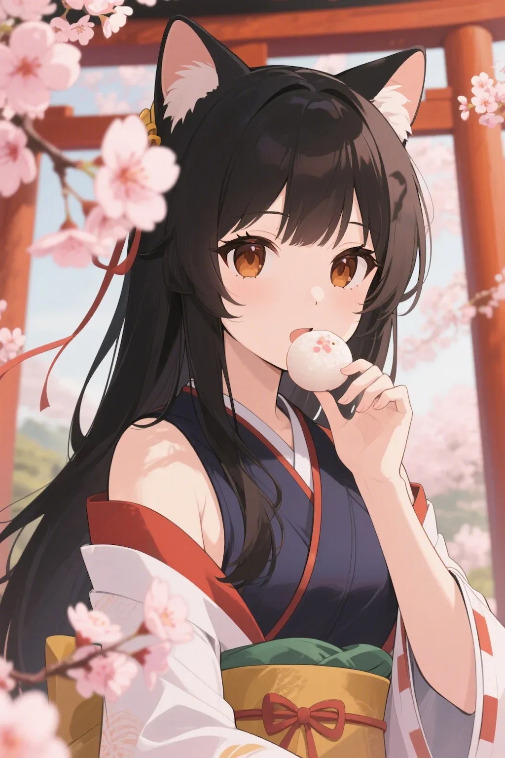 お餅を食べるさくらちゃん