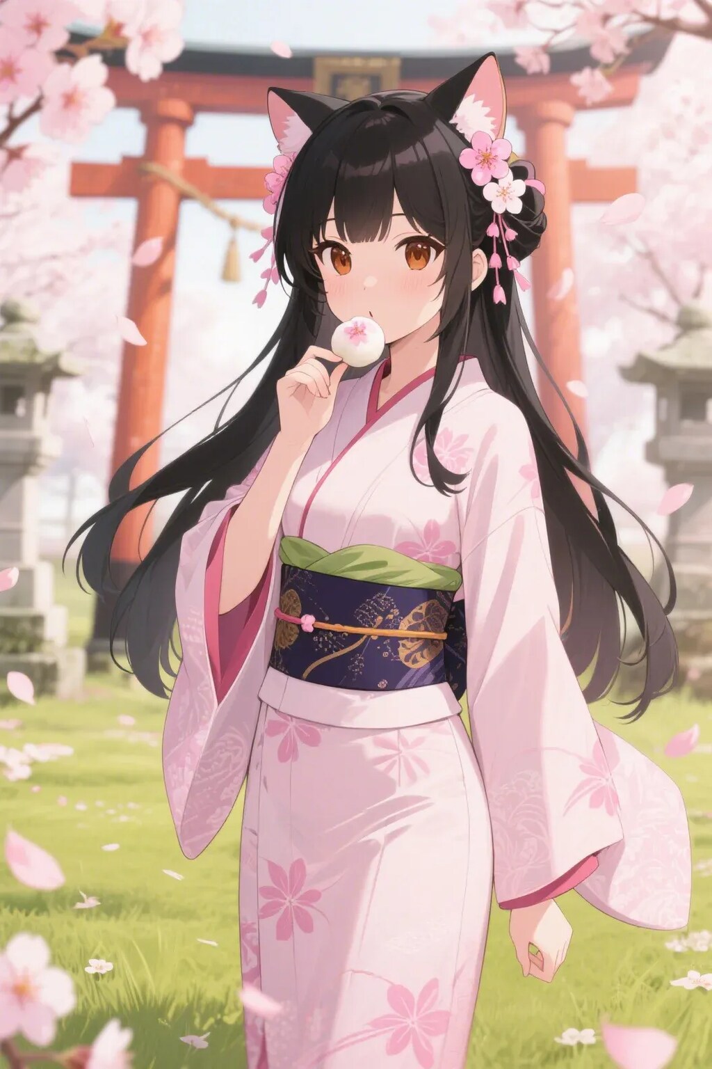 お餅を食べるさくらちゃん