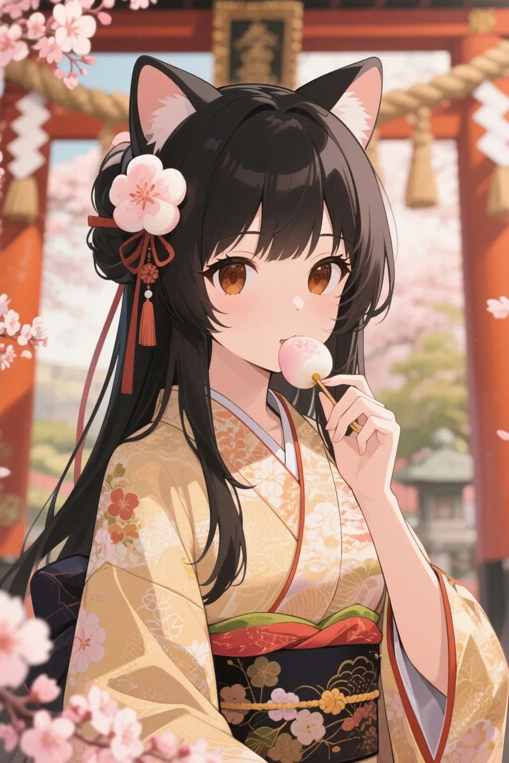 お餅を食べるさくらちゃん