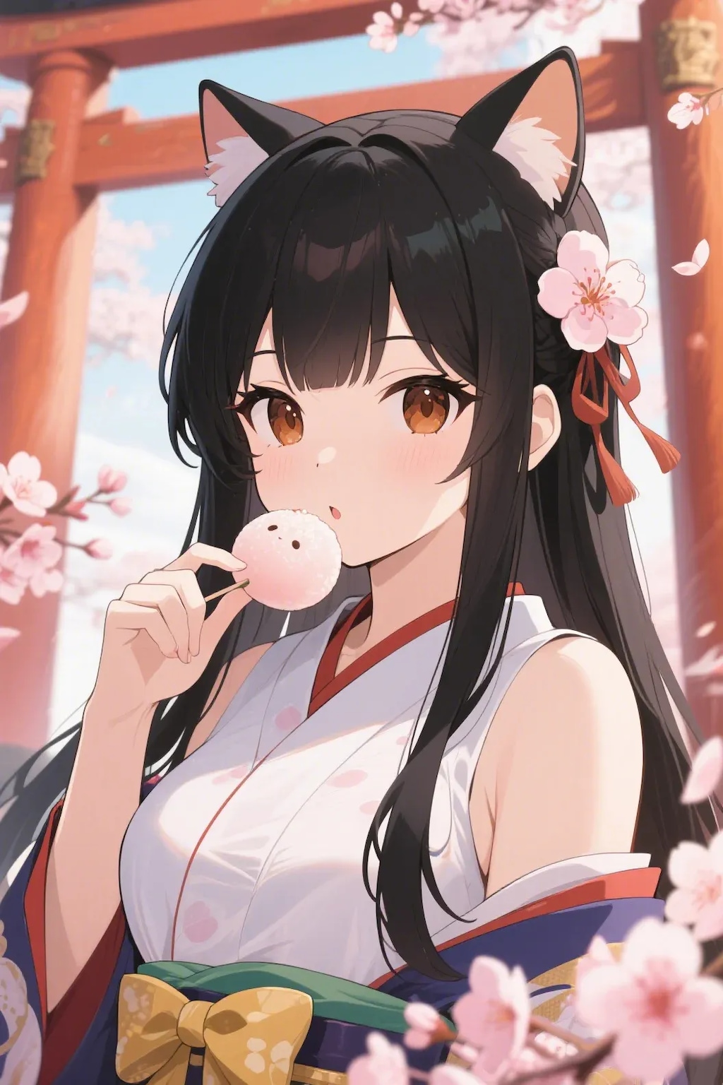 お餅を食べるさくらちゃん