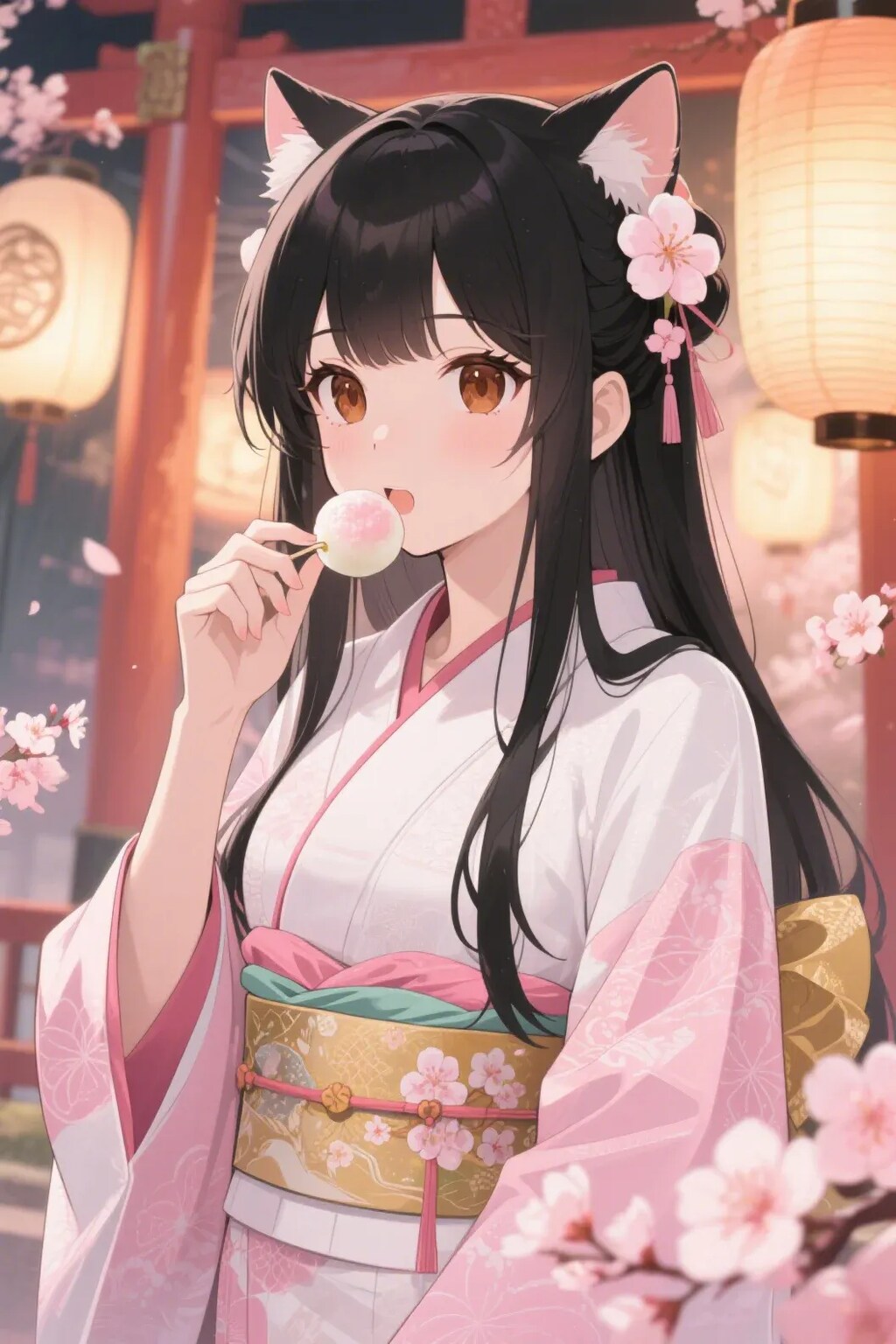 お餅を食べるさくらちゃん