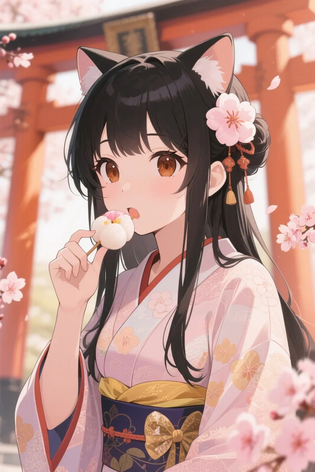 お餅を食べるさくらちゃん