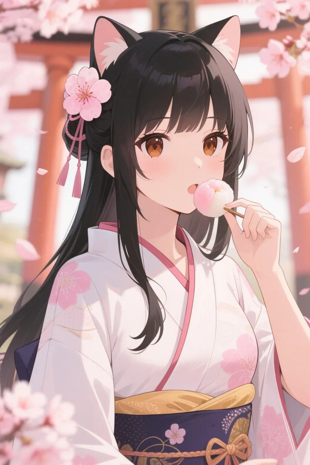 お餅を食べるさくらちゃん