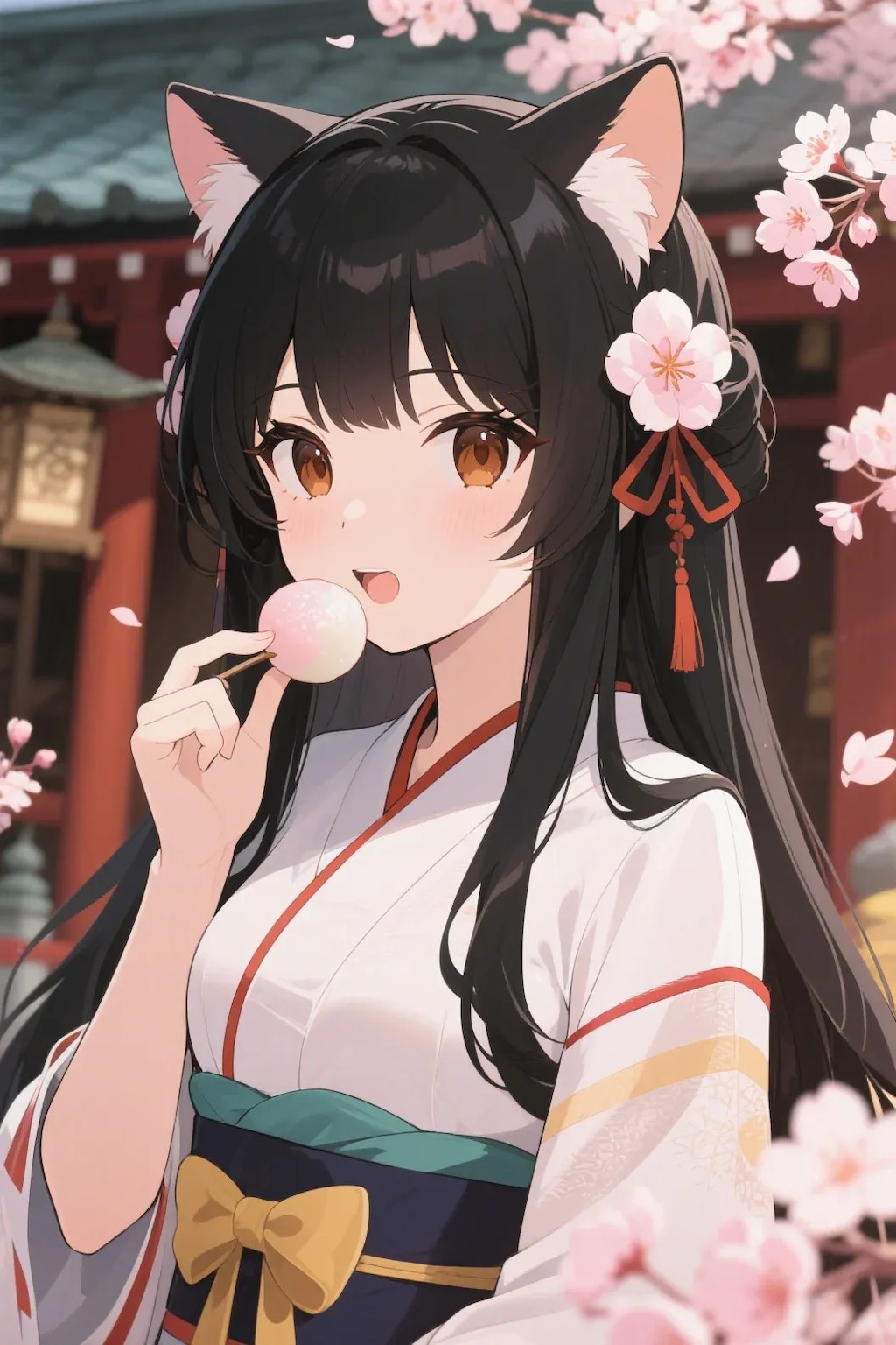 お餅を食べるさくらちゃん