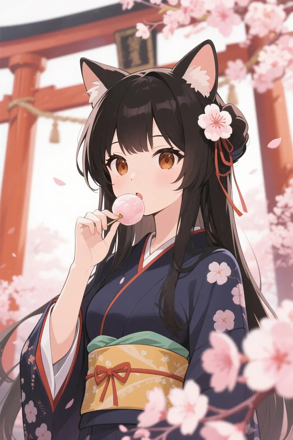 お餅を食べるさくらちゃん