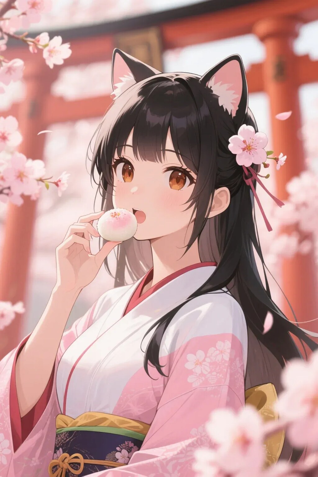 お餅を食べるさくらちゃん