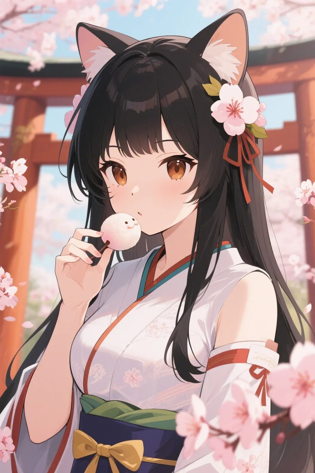 お餅を食べるさくらちゃん