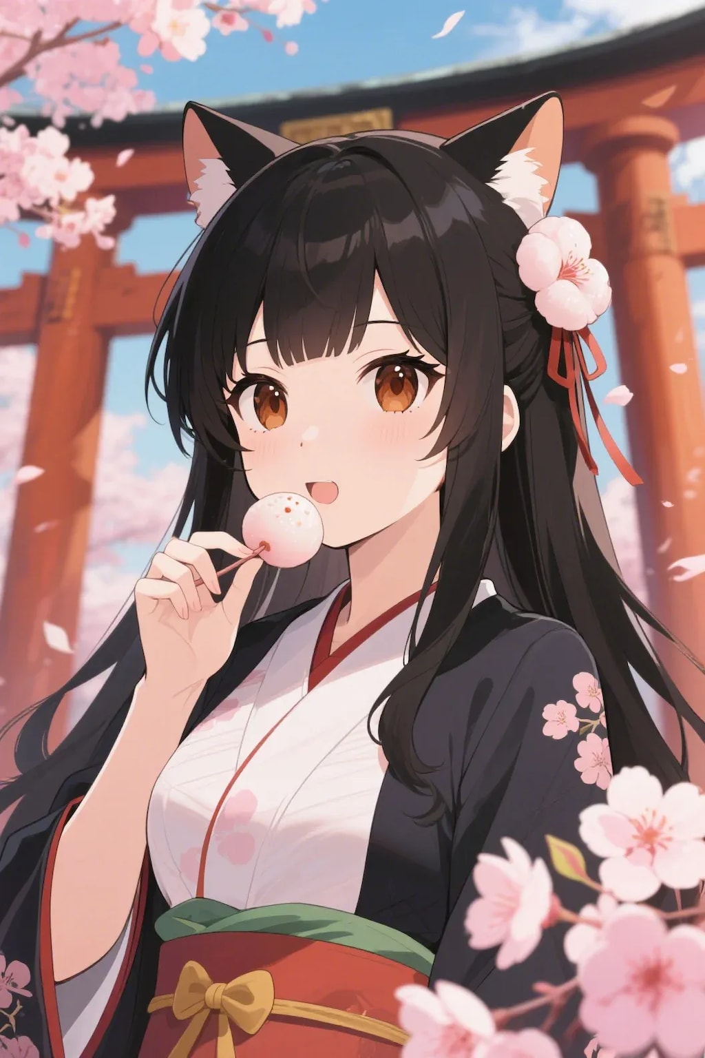 お餅を食べるさくらちゃん