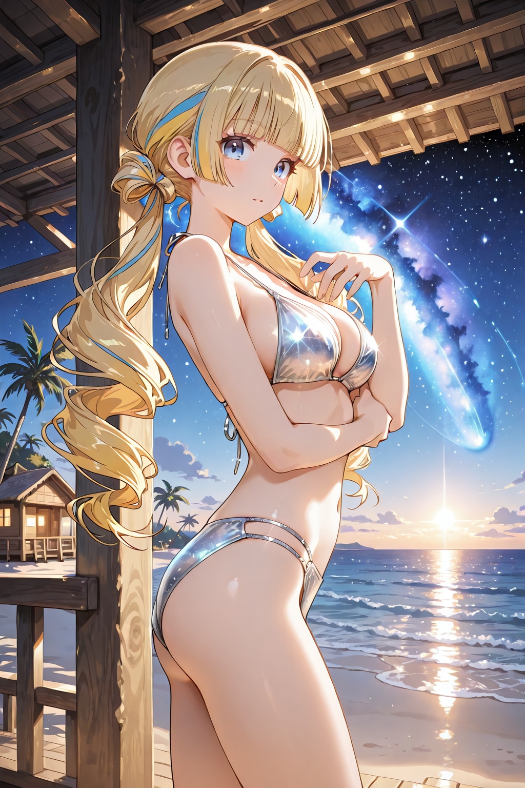 夜が降りたリゾートの少女