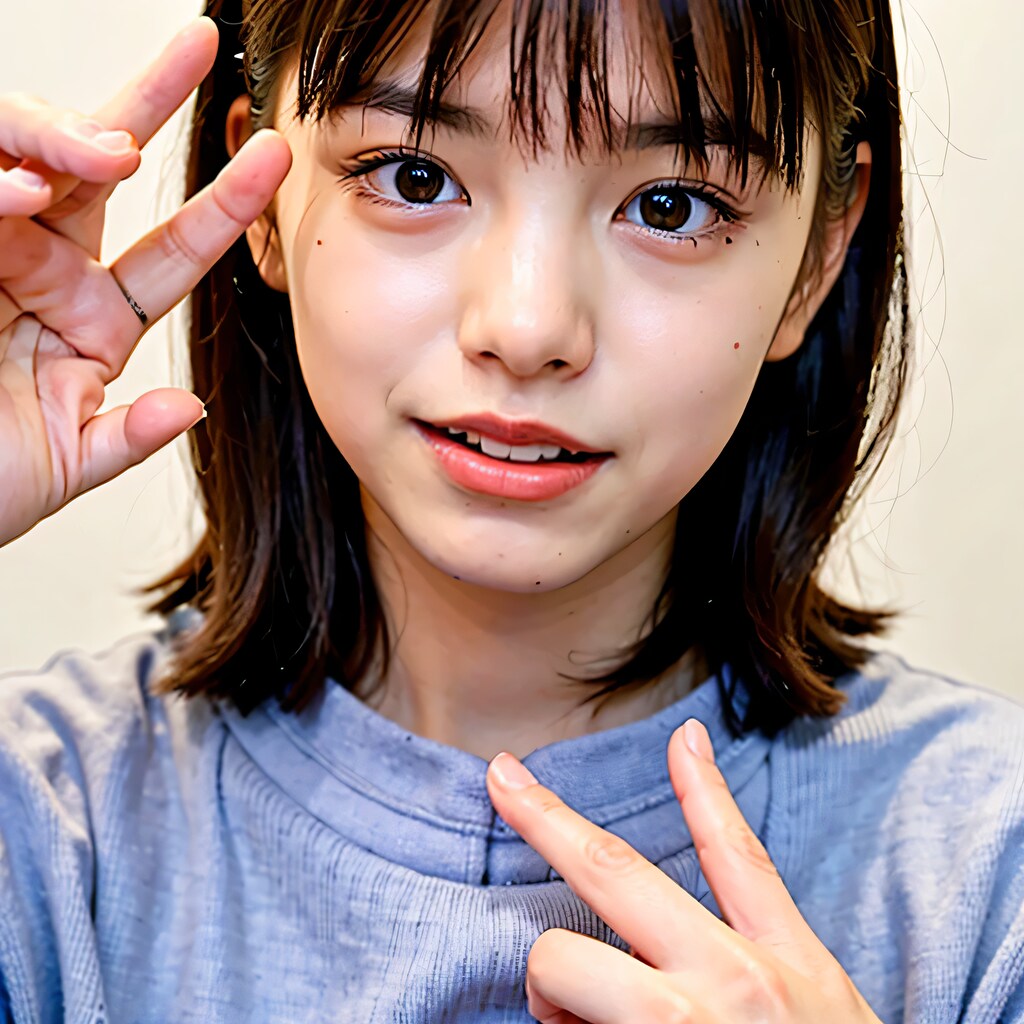 黒髪ロングでセーターの美女１９