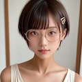 白ドレスの丸メガネ少女 6枚目
