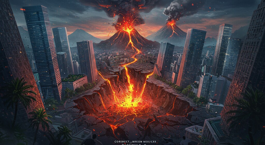 都市のど真ん中で大噴火