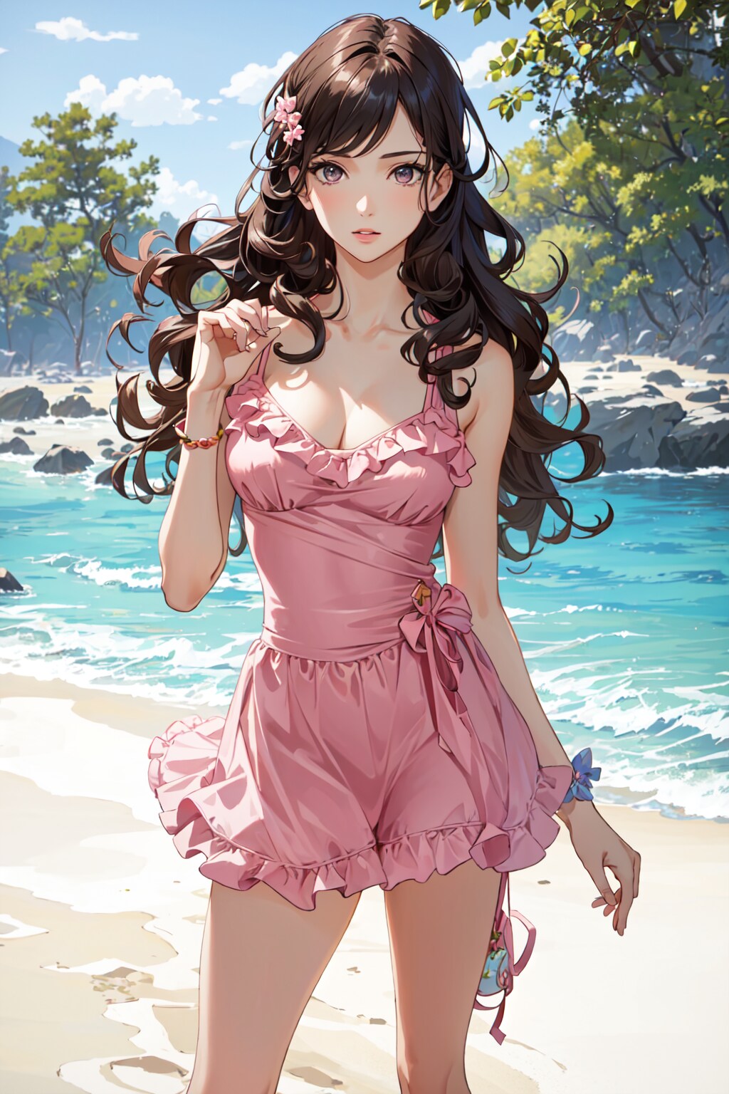 海辺の女性