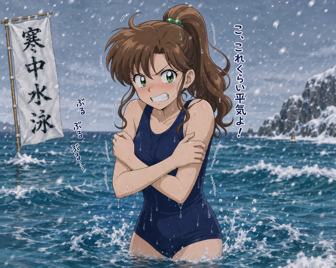 スク水寒中水泳６