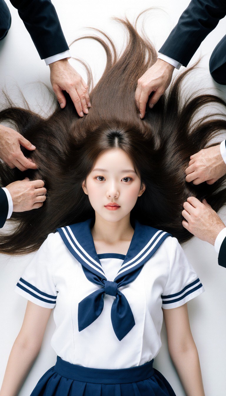ロングヘアー女子高生