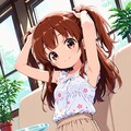 かえでちゃんが髪を束ねる 2枚目