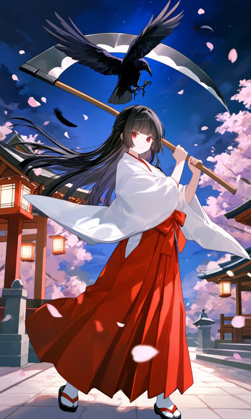 大鎌女子と八咫烏