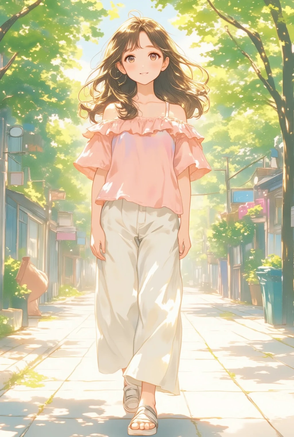 パンツスタイルのフリフリちゃん