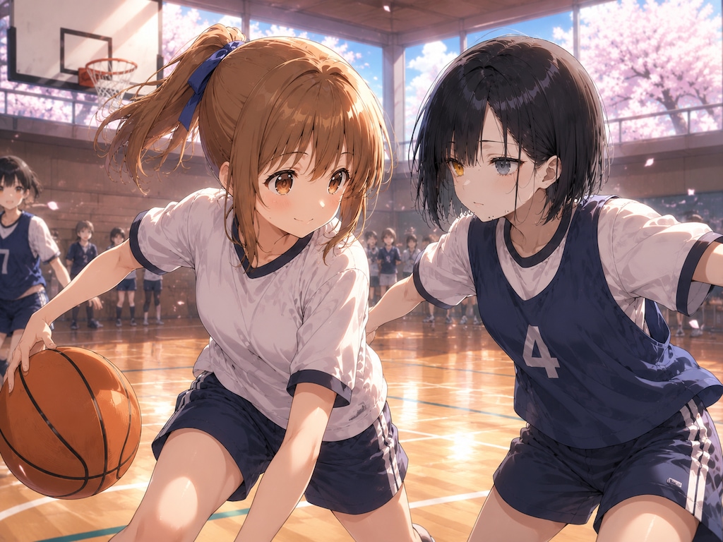 楓ちゃんと雫ちゃんのバスケで勝負っ！体育のじゅ