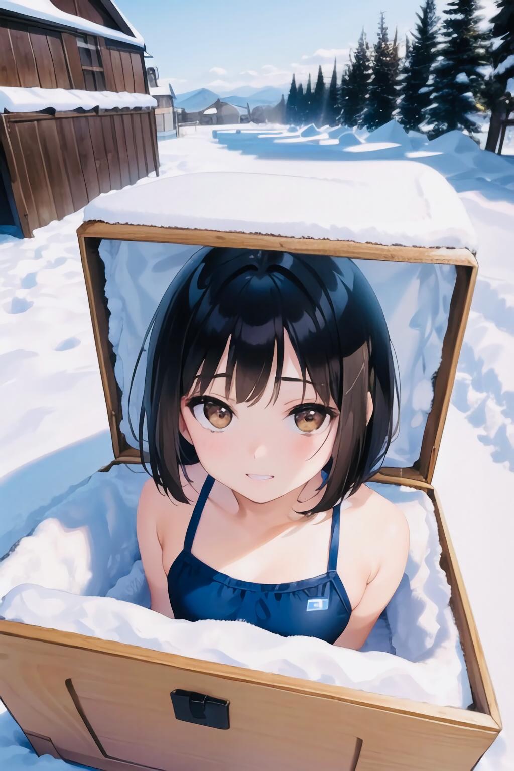 雪、雪の中、雪の中で