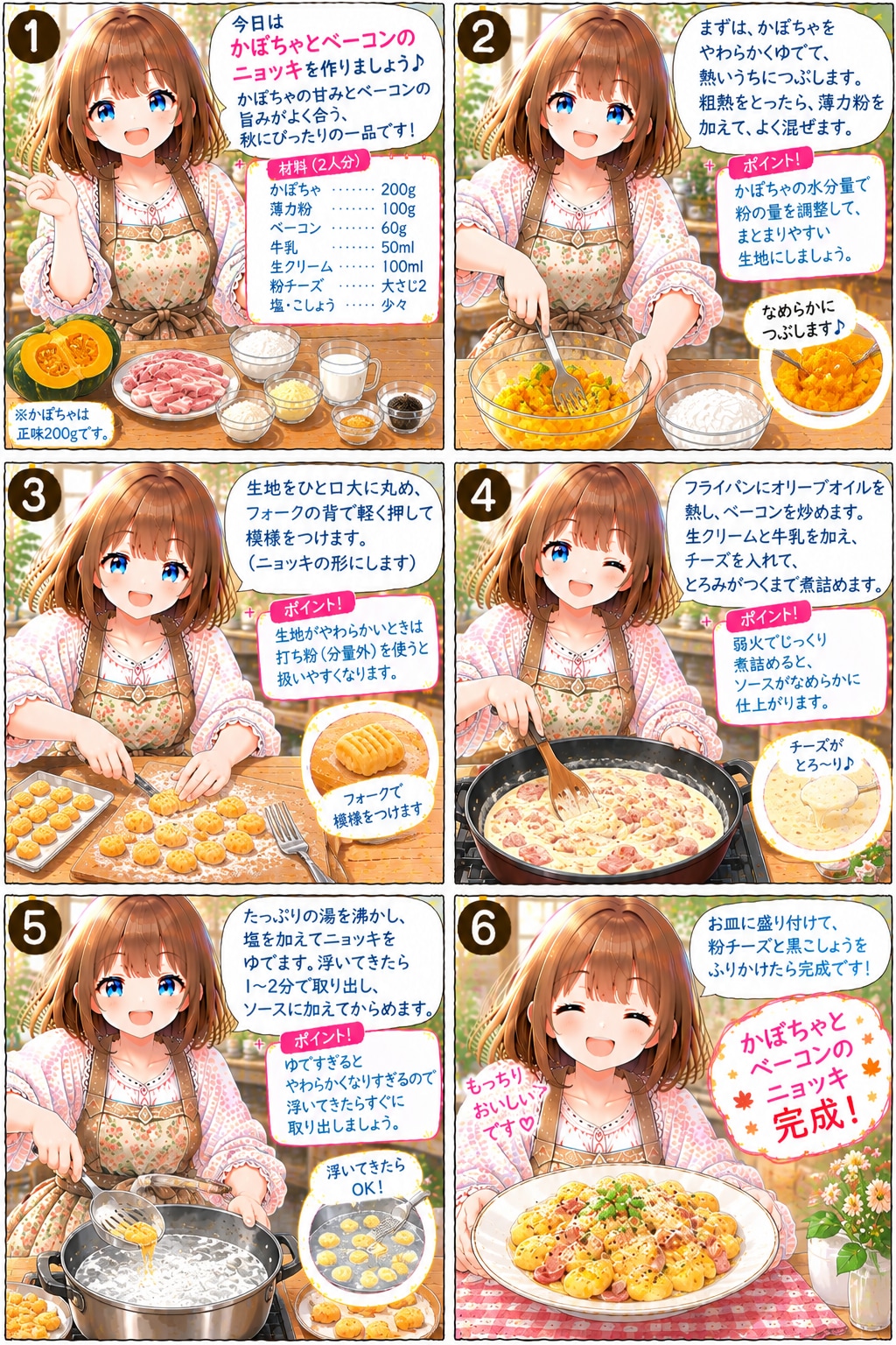かぼちゃとベーコンのニョッキ | の人気AIイラスト・グラビア